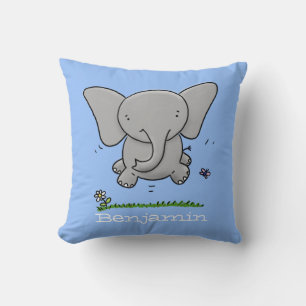 Almofada Ilustração azul dos desenhos animados do elefant