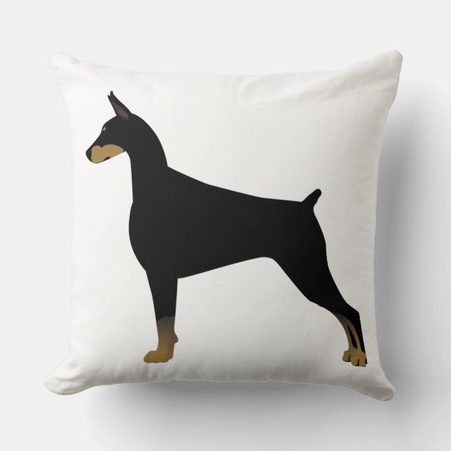 Almofada Ilustração Básica de Raça de Cão Doberman Pinscher (Frente)