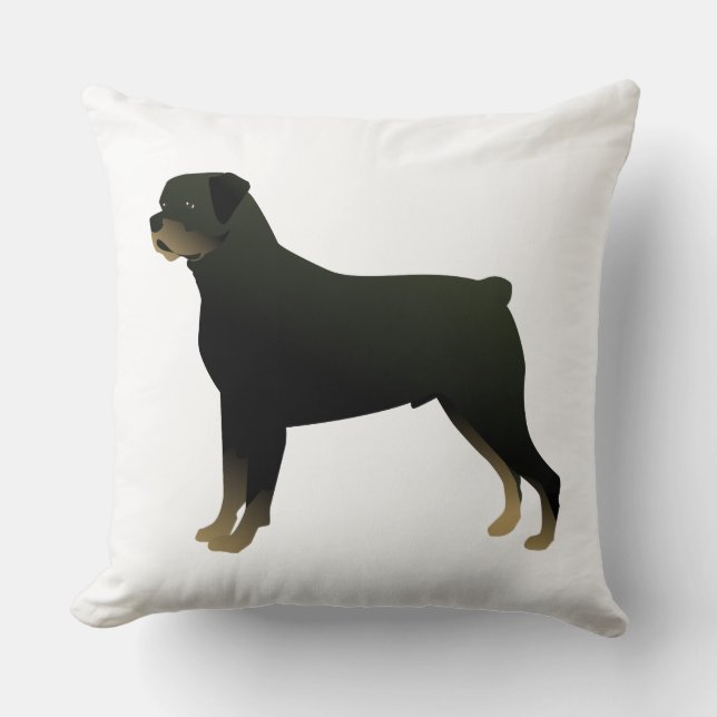 Almofada Ilustração Básica de Raça de Cão Rottweiler Silhou (Frente)