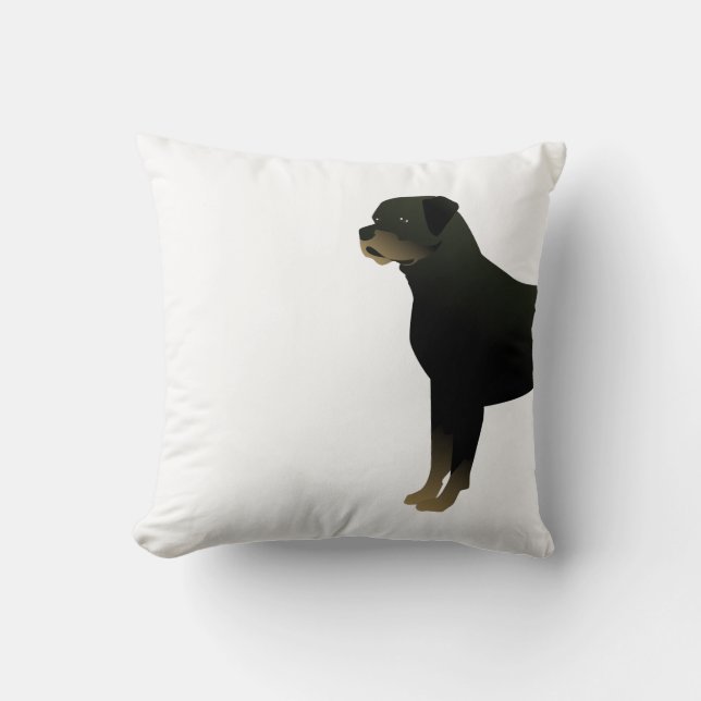 Almofada Ilustração Básica de Raça de Cão Rottweiler Silhou (Frente)
