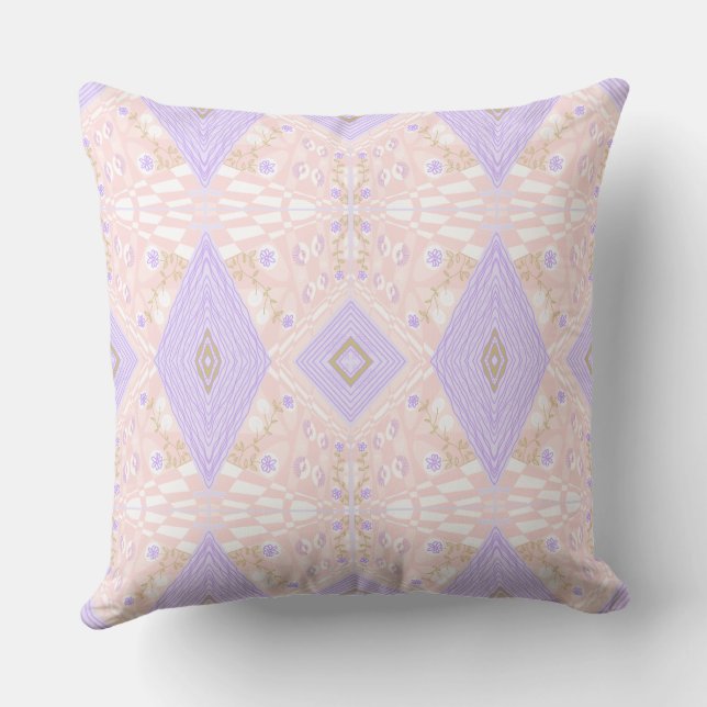 Almofada Ilustração Bohemian Chintz Lavanda rosa Pastel (Verso)