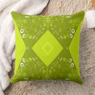 Almofada Ilustração Bohemian Chintz Verde Olive Avocado