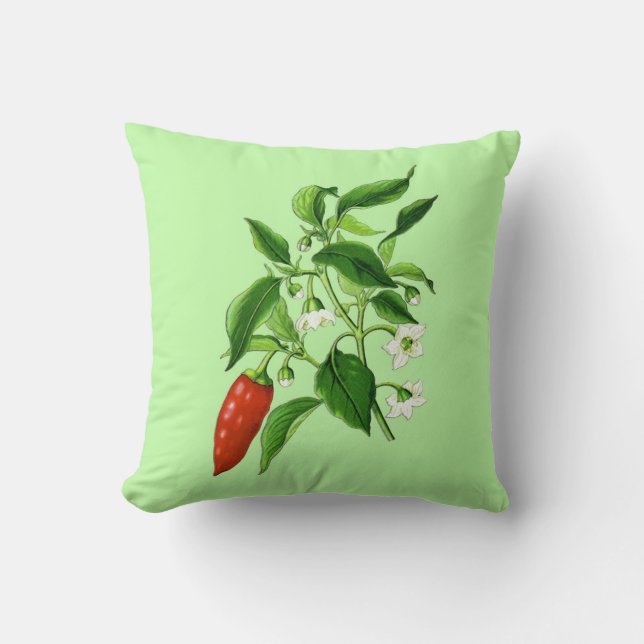 Almofada Ilustração Botânica Vintage, Pepper Chili (Frente)