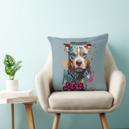 Almofada Ilustração Bright Splatter Pit Bull