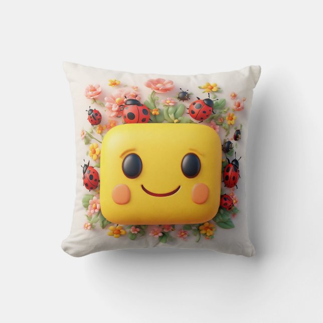 Almofada Ilustração brilhante de desenho animado com Damybu (Frente)