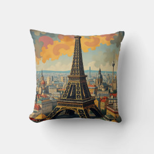 Almofada Ilustração Colorida da Torre Deco Eiffel