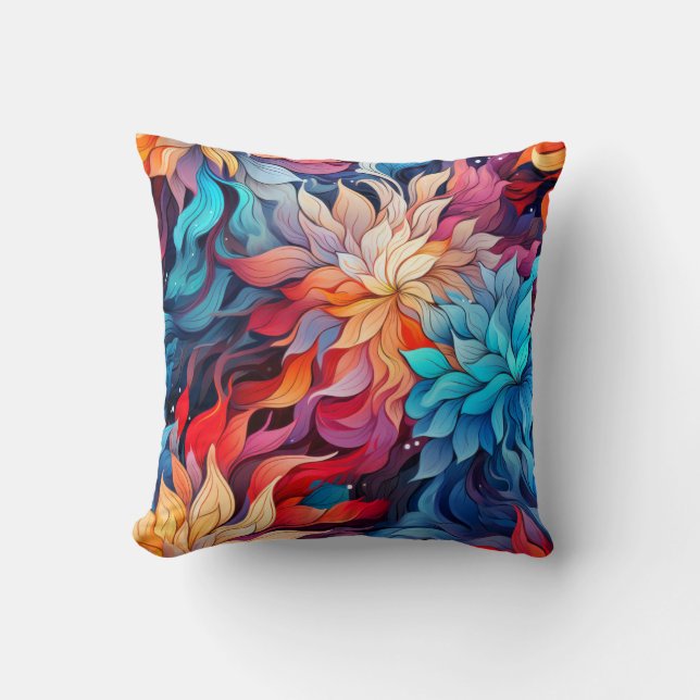 Almofada Ilustração corável do Abstrato Floral (Frente)