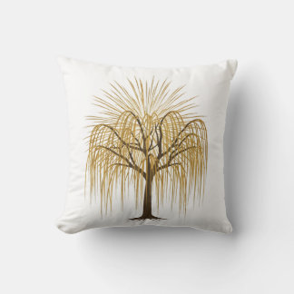 Almofada Ilustração da Árvore Salgueiro Chorão Dourado