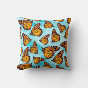 Almofada Ilustração da Borboleta Monarch em Nuvens