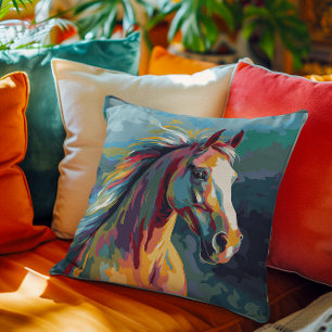 Almofada Ilustração da Cabeça de Cavalo das Aquarelas