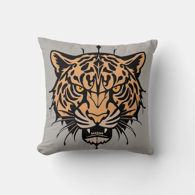 Almofada Ilustração da cabeça de tigre (Frente)