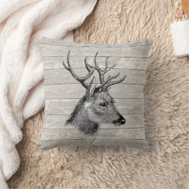Almofada Ilustração da Cabeça de Vintage Deer