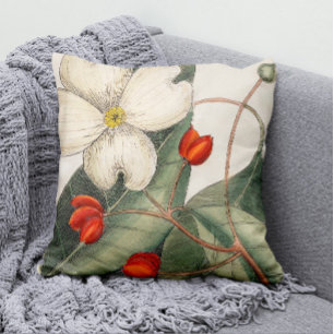 Almofada Ilustração da Flor da Árvore de Dogwood Vintage