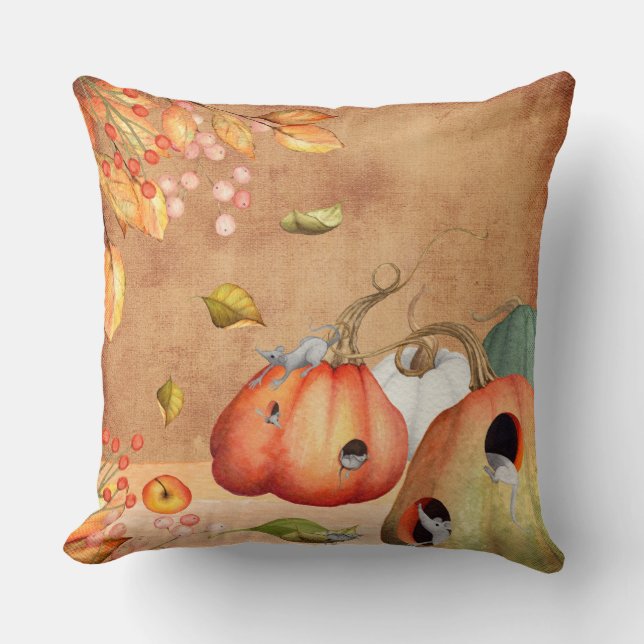 Almofada Ilustração de Ação de Graças de Rato (Frente)