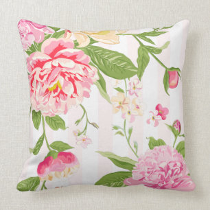 Almofada Ilustração de Aquarelas de Flores Rosa