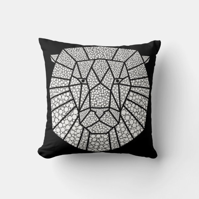 Almofada Ilustração de Arte Abstrata de Leão (Frente)