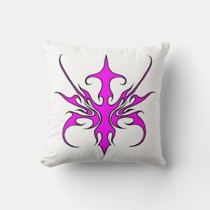 Almofada Ilustração de Arte Linear Tribal Rosa e Preta Fero