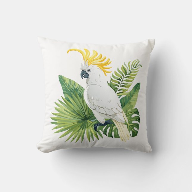 Almofada Ilustração de cacatua papagaio (Frente)