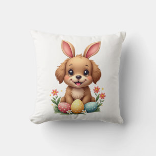 Almofada Ilustração de cachorro coelho da Páscoa vintage co