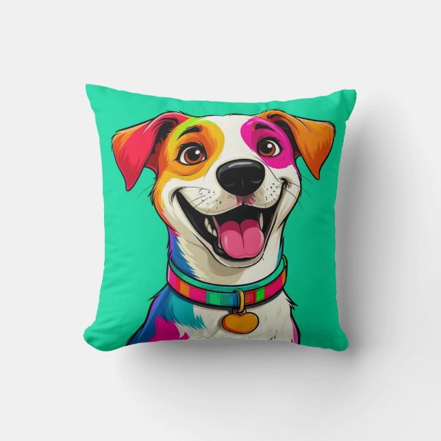 Almofada Ilustração de Cachorro de Desenho Animado Fofo (Frente)