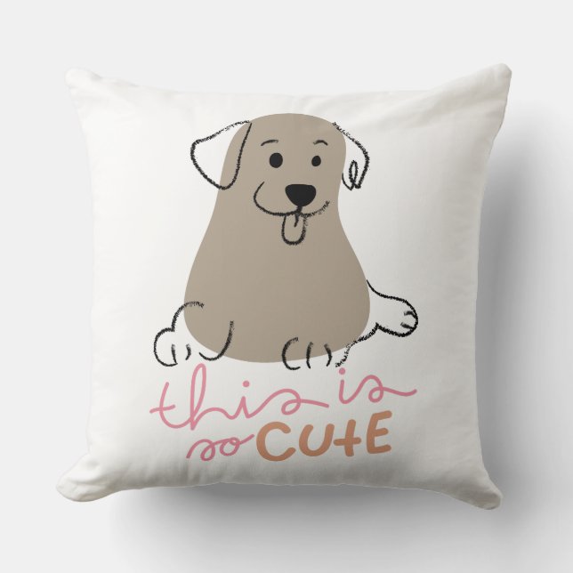 Almofada Ilustração de Cachorro Marrom Fofo (Frente)