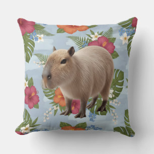 Almofada Ilustração de Capivara Animal em Aquarela Fofa