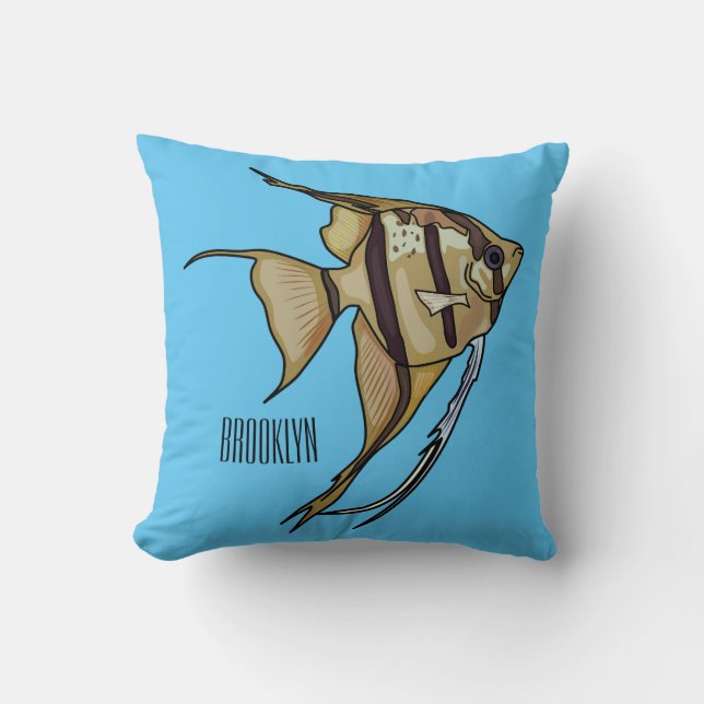 Almofada ilustração de cartoon peixe-anjo (Frente)