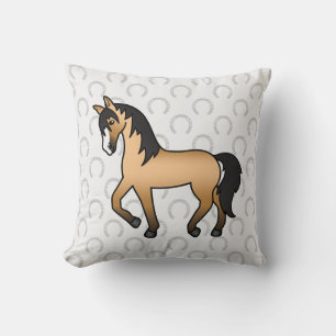 Almofada Ilustração de Cartoon Trotting em Cavalo de Bucksk