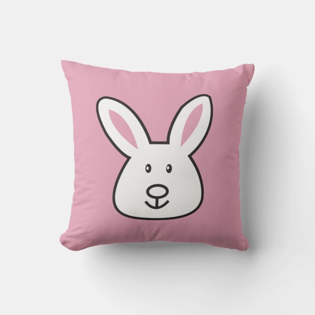 Almofada Ilustração de Coelho da Páscoa Rosa-Rosa-Pastel (Frente)