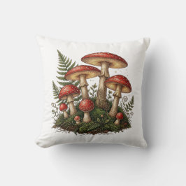Almofada Ilustração de Cogumelo Fly Agaric Vintage