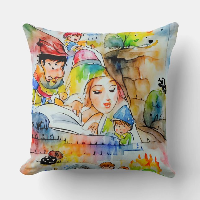 Almofada Ilustração de Contorno de Fadas Quimáticas (Frente)