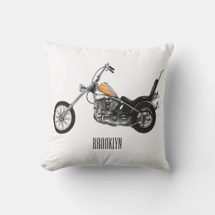 Almofada Ilustração de desenho animado Chopper Motorcycle 1