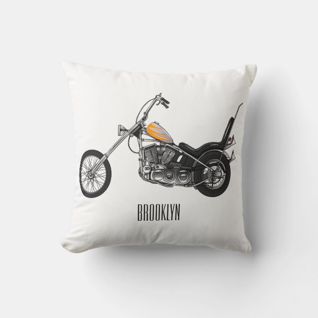 Almofada Ilustração de desenho animado Chopper Motorcycle 1 (Frente)