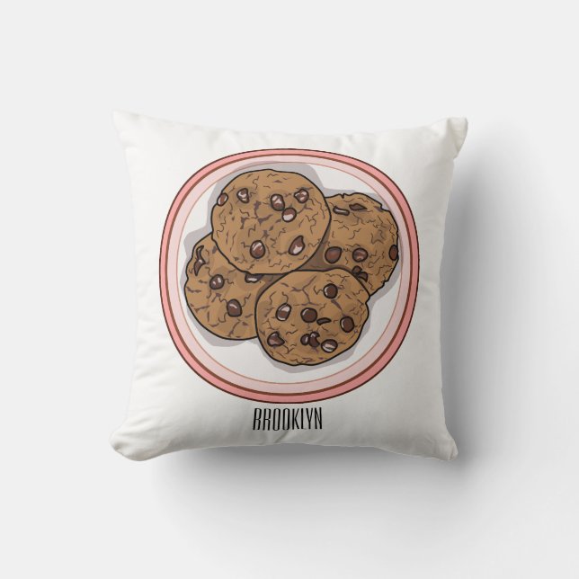 Almofada Ilustração de desenho animado com chip de chocolat (Frente)