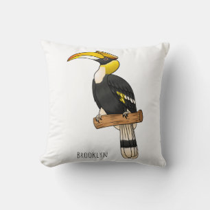 Almofada ilustração de desenho animado de aves da folha de