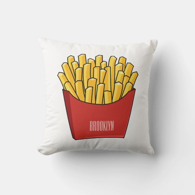 Almofada ilustração de desenho animado de batata frita (Frente)