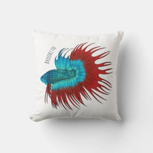 Almofada Ilustração de desenho animado de betta-rabo-cruzad