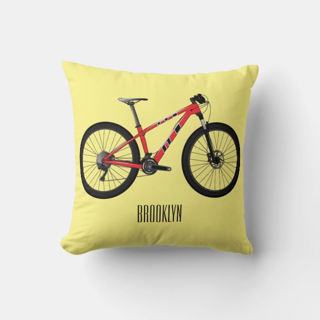 Almofada Ilustração de desenho animado de bicicleta (Frente)