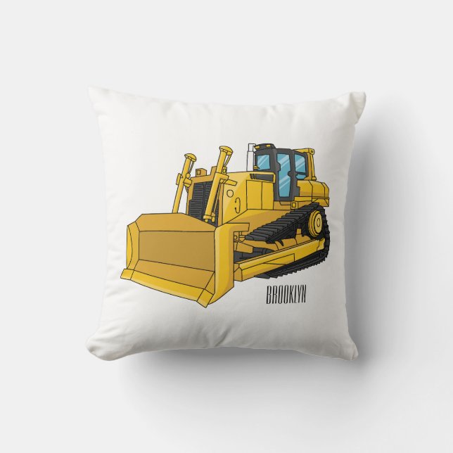 Almofada Ilustração de desenho animado de bulldozer (Frente)