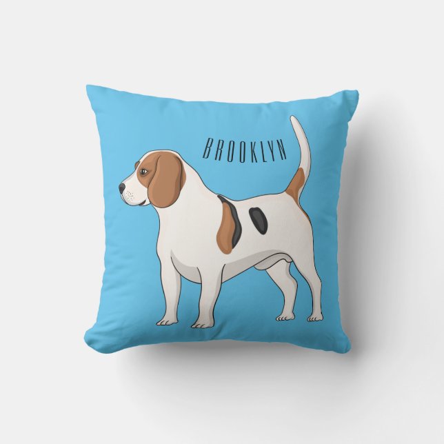 Almofada Ilustração de desenho animado de cachorro Beagle (Frente)