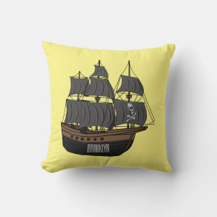 Almofada Ilustração de desenho animado de navio pirata