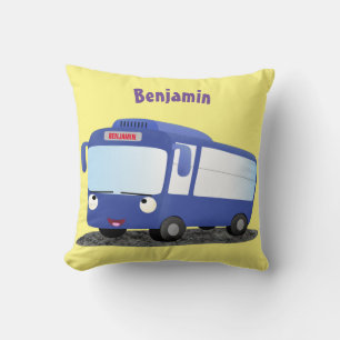 Almofada Ilustração de desenho animado de ônibus moderno az