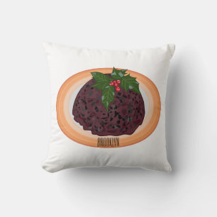 Almofada Ilustração de desenho animado de pudim de Natal