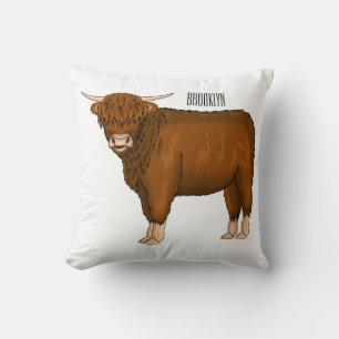 Almofada Ilustração de desenho animado de vaca em terras al
