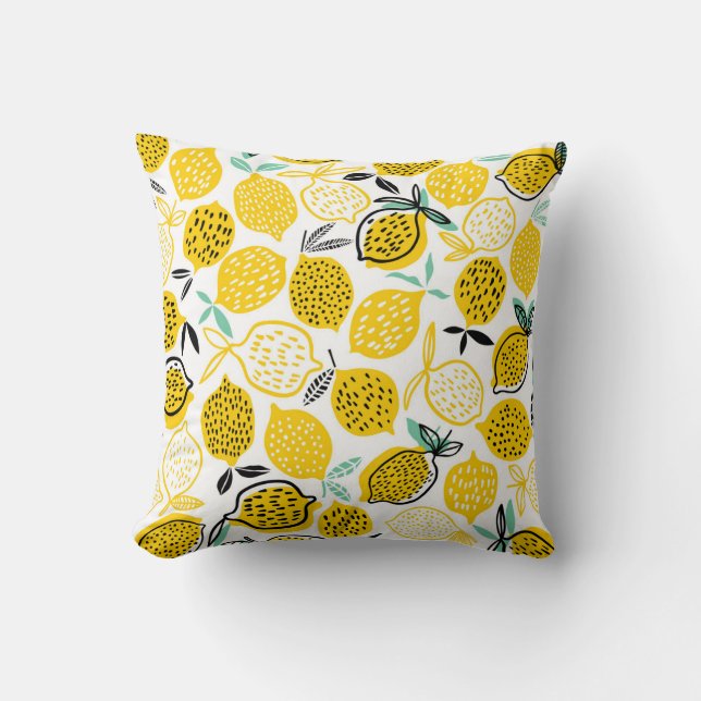Almofada Ilustração de Design de Lemon Summer Vintage (Frente)