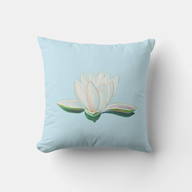 Almofada Ilustração de Flor de Lotus Branco (Frente)