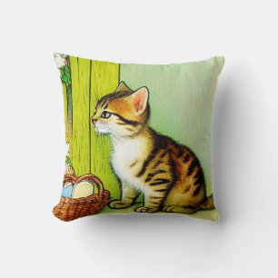 Almofada Ilustração de Gato de Tabby de Vintage