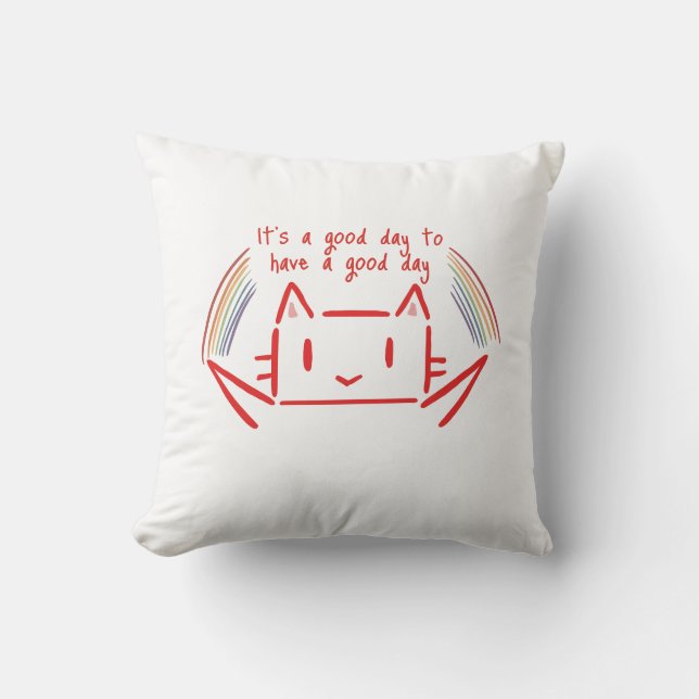 Almofada Ilustração de Gato Minimalista Fofa (Frente)