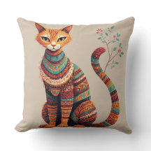 Ilustração de Gato Tribal Boho Design de Arte Popu