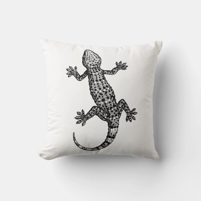 ALMOFADA ILUSTRAÇÃO DE GECKO LIZARD A PRETO E BRANCO (Frente)